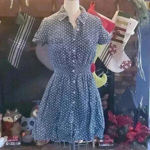 Denim polka dot dress